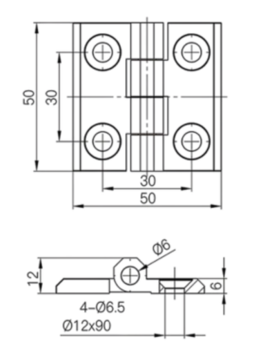 Desenho técnico 50x50 Inox