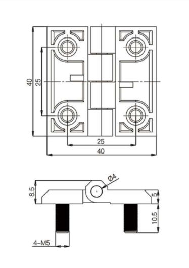 Desenho técnico 40x40 Inox