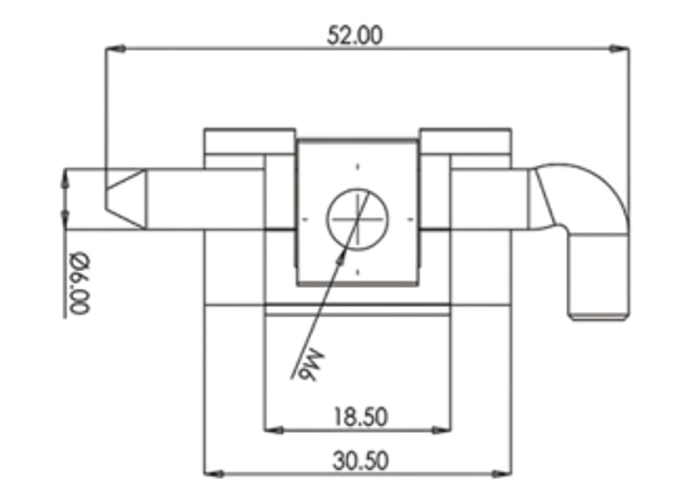 Desenho técnico dobradiça semi-embutida 1