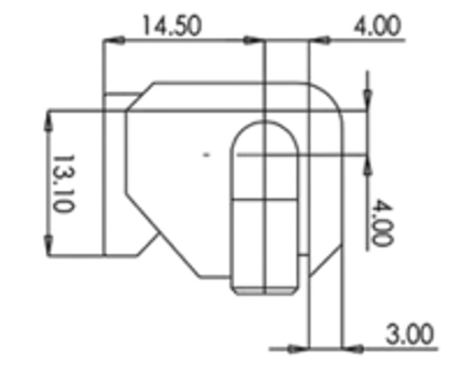 Desenho técnico dobradiça semi-embutida 2