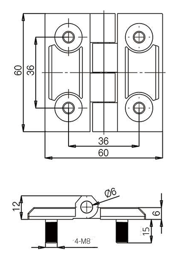 Desenho técnico 60x60 Inox